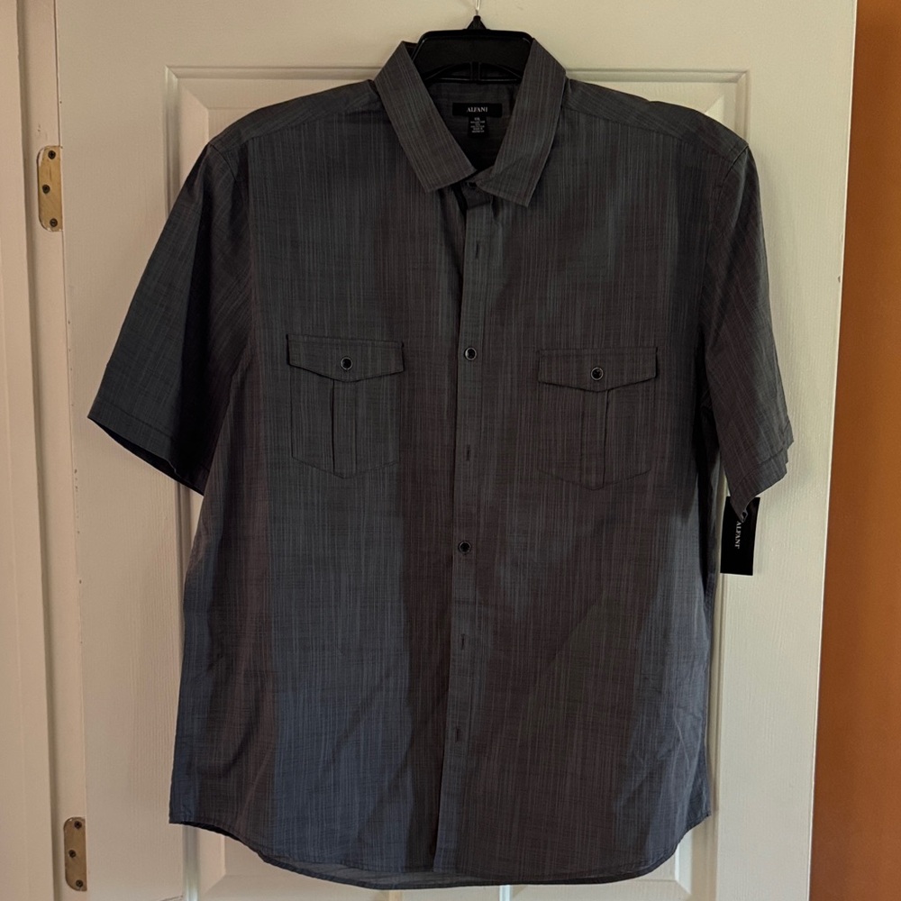 Alfani Men’s Short-Sleeve Charcoal Button-Down Shirt
